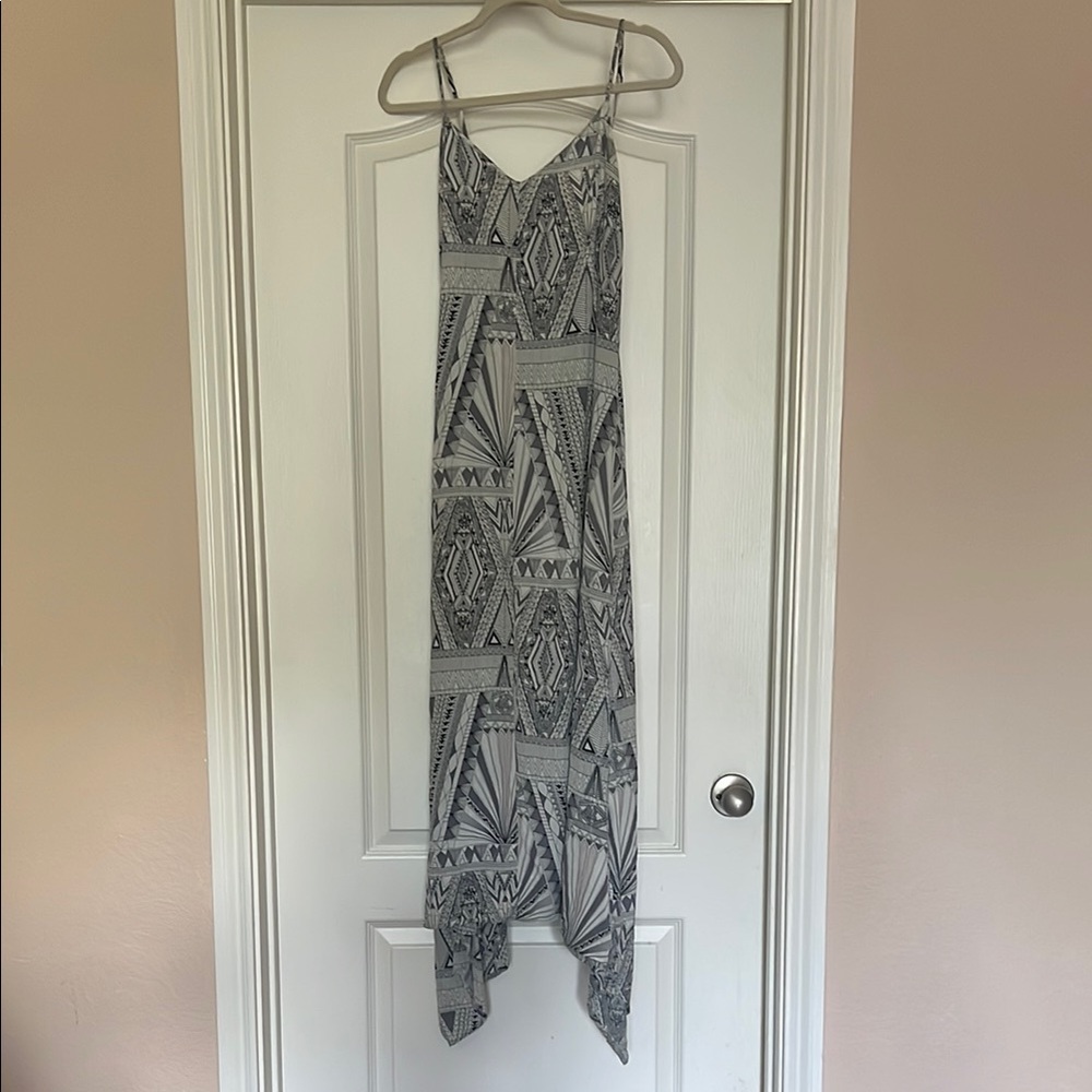 Real Silk Geometric Maxi Dress